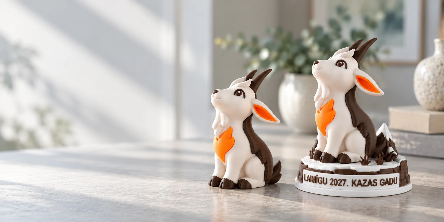 Abas brūnās kaziņas — bez pamatnes un ar svētku pamatni, vizualizācija